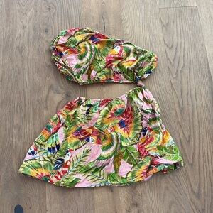 Farm Rio Macaw leaves mini dress small